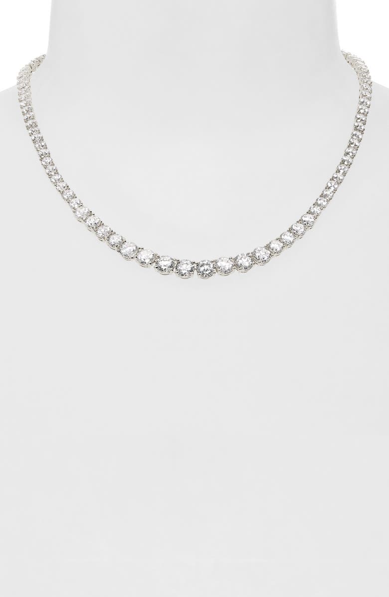 Nordstrom Graduated Cubic Zirconia Tennis Necklace, Alternate, color, Clear- Silver
