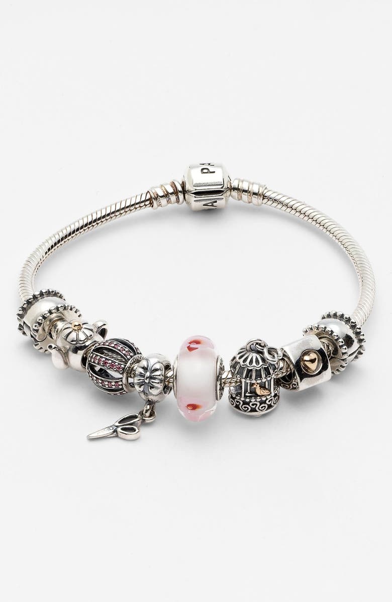 PANDORA 'Cherry Blossom' Murano Glass Charm, Alternate, color, 