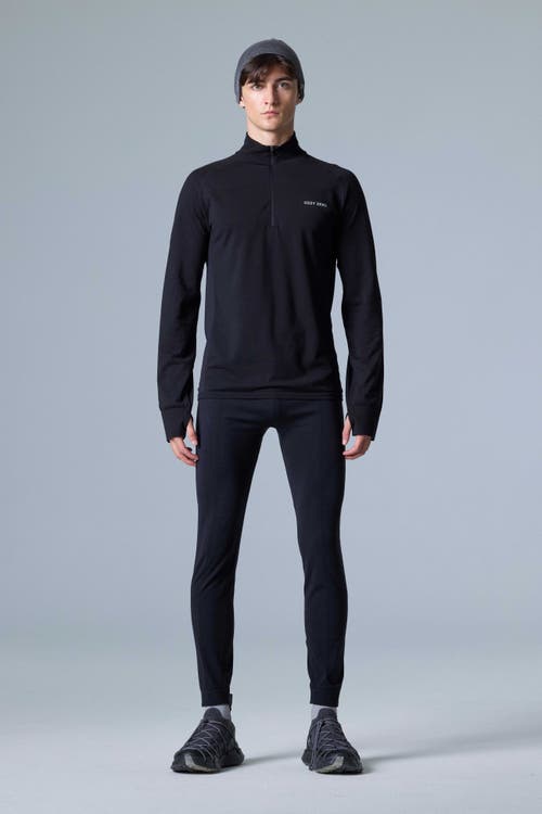 Cozy Zero Tech Merino Classic Fit Half Zip Long Sleeve Top In Black