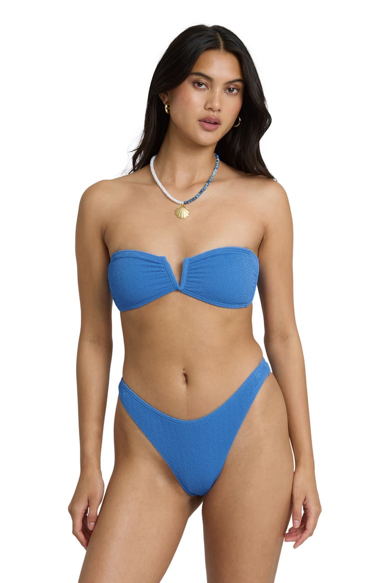 Rising Tide V-Wire Bandeau Bikini Top, Alternate, color, TRUE BLUE