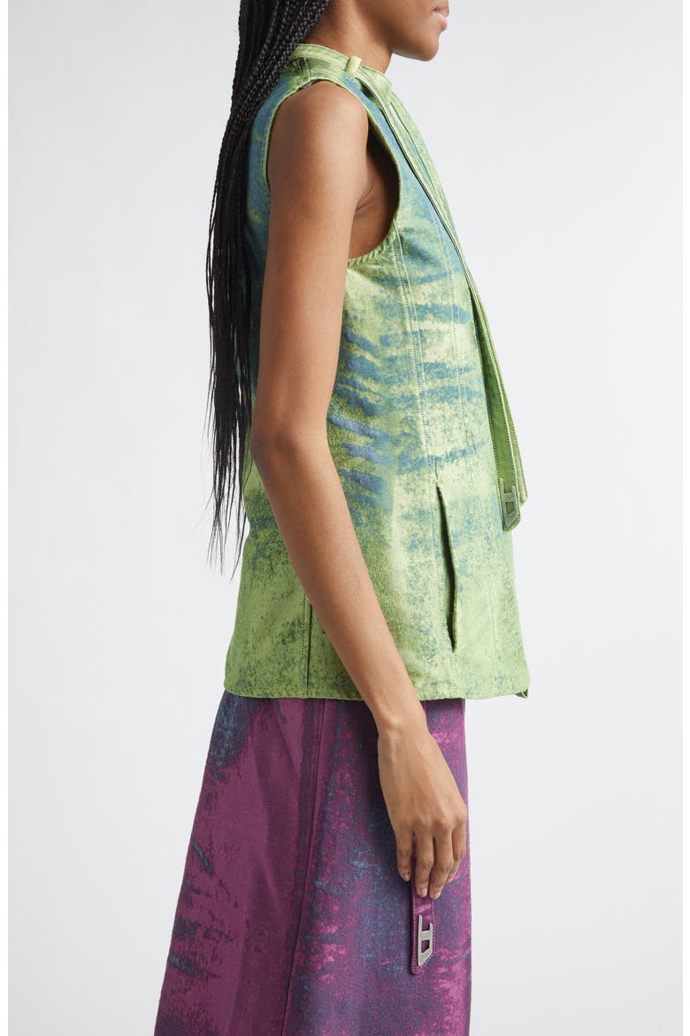 De-Vantos Satin Denim Vest, Alternate, color, GREEN