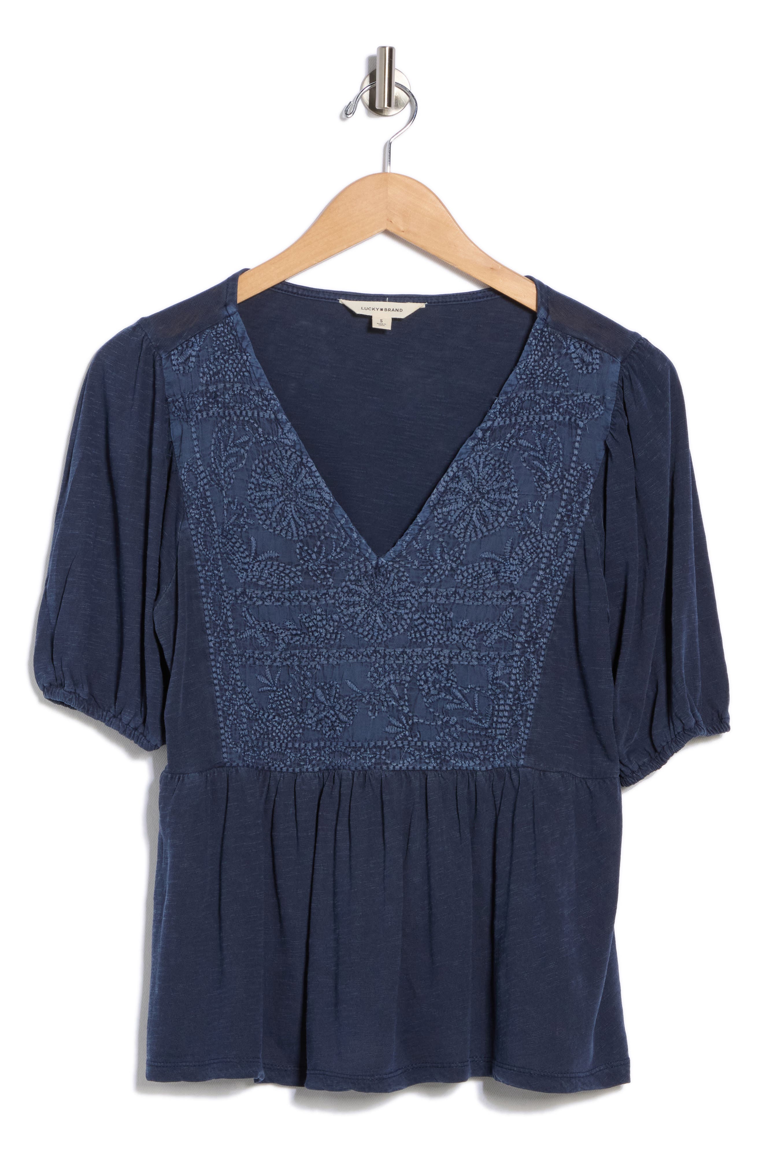 Embroidered Peplum Top