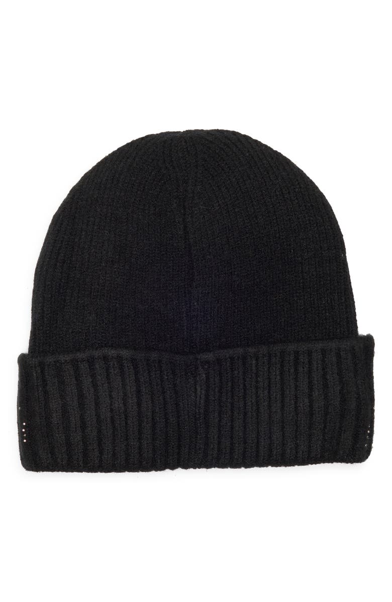 Nanette Lepore Rhinestone Cuffed Knit Beanie, Alternate, color, Black