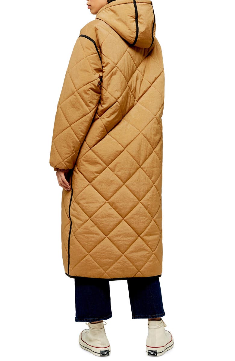 Topshop Jane Hooded Longline Parka, Alternate, color, 