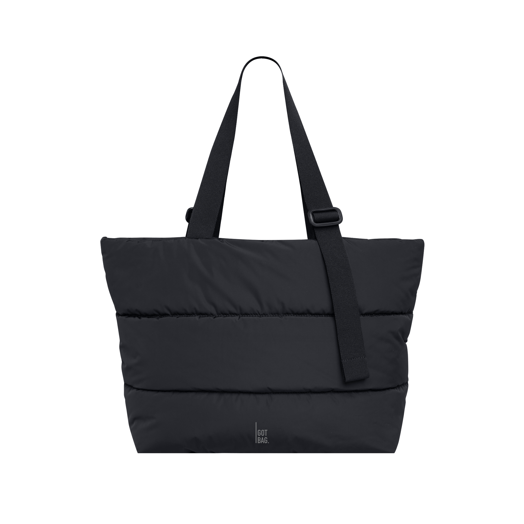 PUFFER TOTE BAG, Main, color, BLACK MONOCHROME