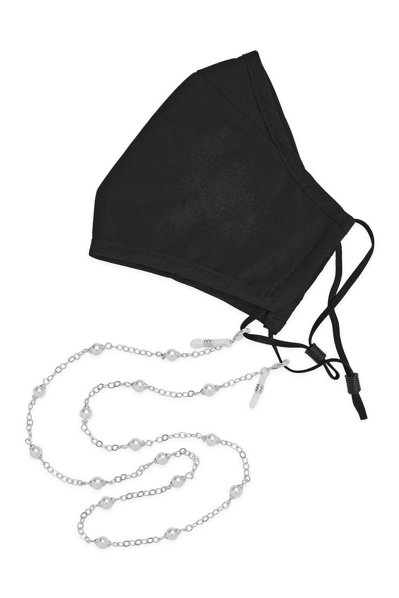Stationed Imitation Pearl Face Mask Chain, Main, color, SILVER