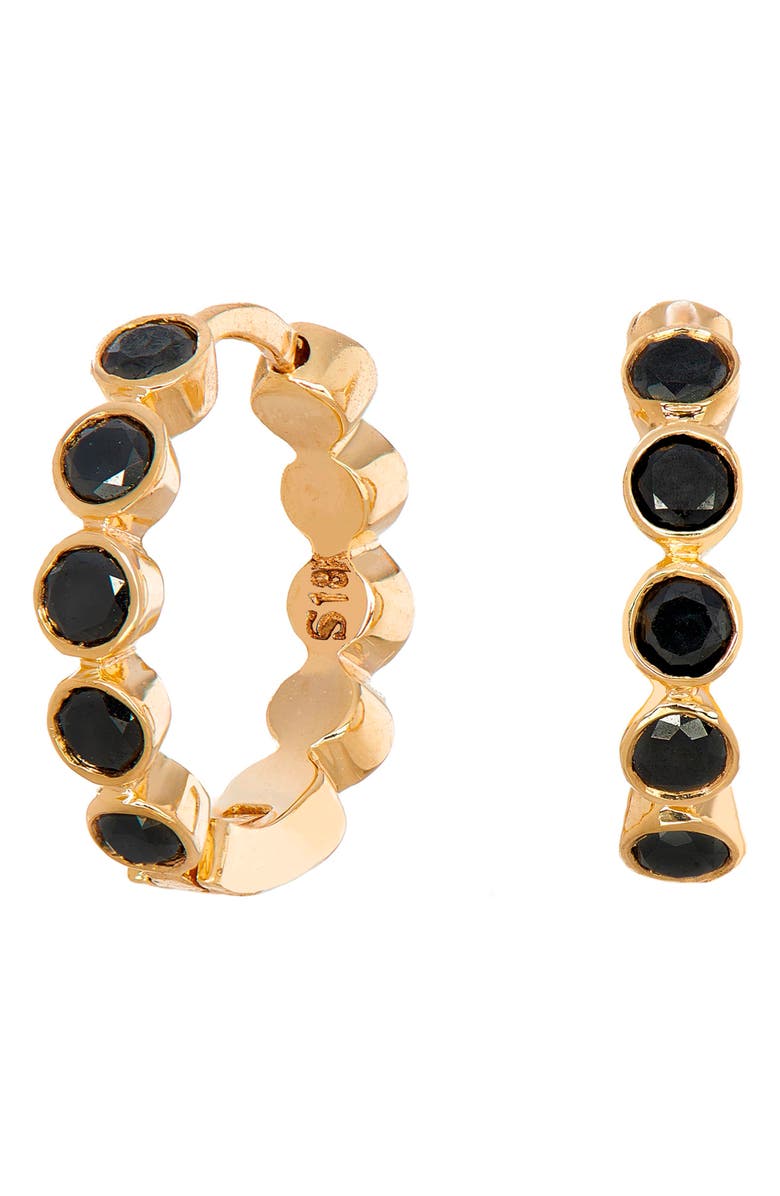 Sethi Couture Black Diamond Bezel Hoop Earrings, Main, color, Yellow Gold