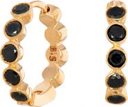 Sethi Couture Black Diamond Bezel Hoop Earrings
