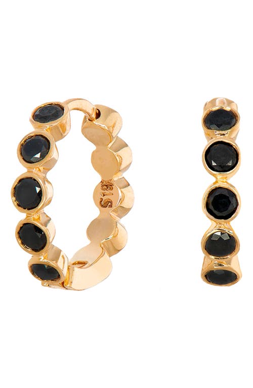 Sethi Couture Black Diamond Bezel Hoop Earrings in Yellow Gold 