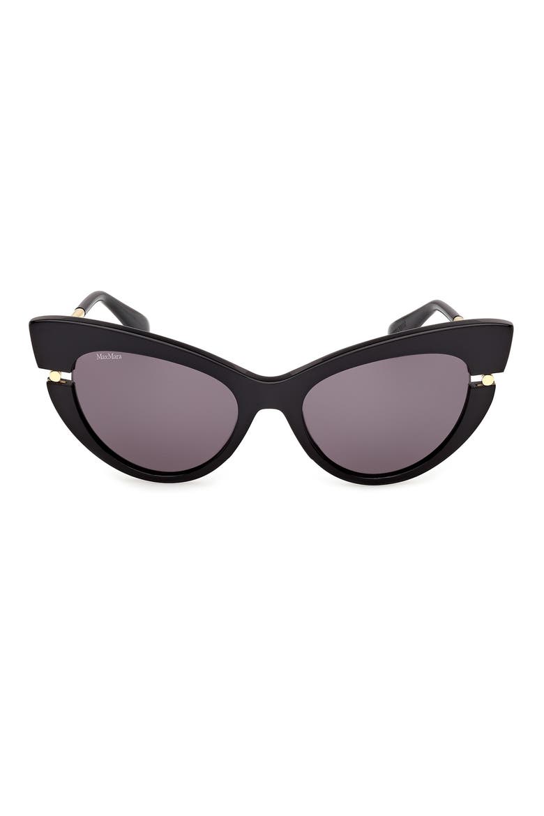 56mm Cat Eye Sunglasses, Main, color, SHINY BLACK GOLD / SMOKE