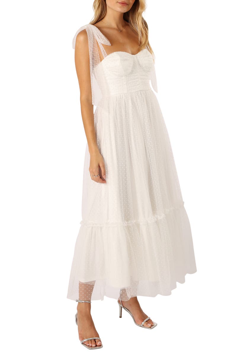 Floret Bow Strap Sweetheart Neck Maxi Dress
