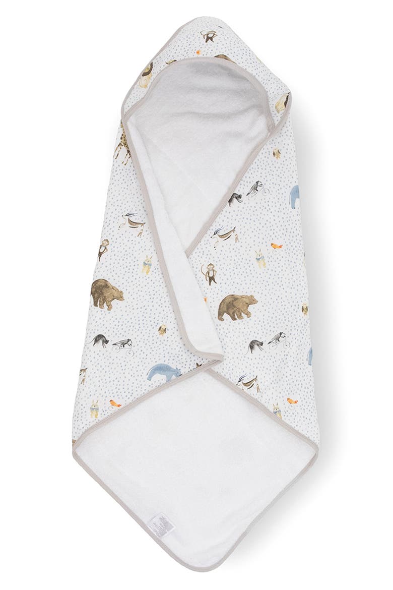 Cotton Muslin & Terry Hooded Infant Towel, Main, color, PARTY ANIMALS