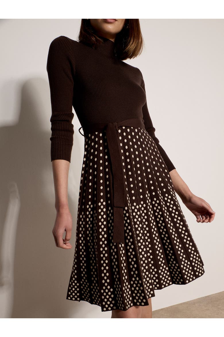 Ribbed Top Knit Dress, Alternate, color, Brown