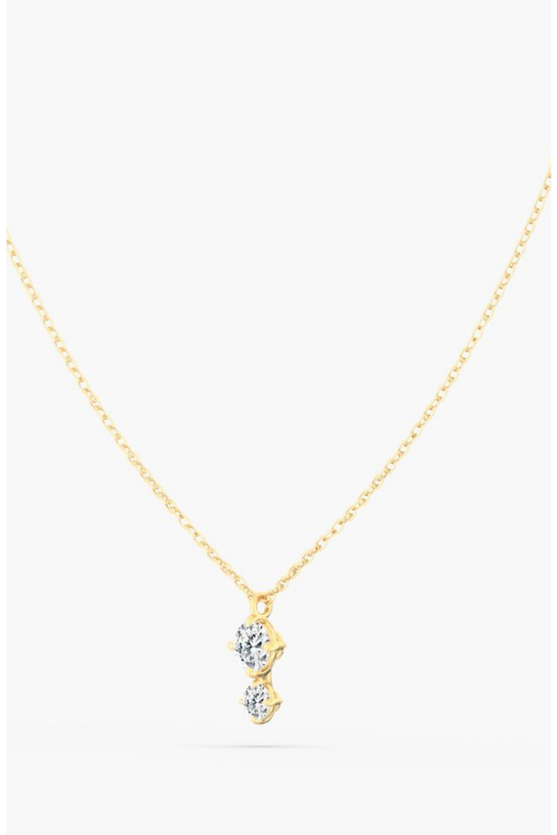 Starlight Two Stone Lab Diamond Pendant Necklace in 14K, Alternate, color, Yellow Gold