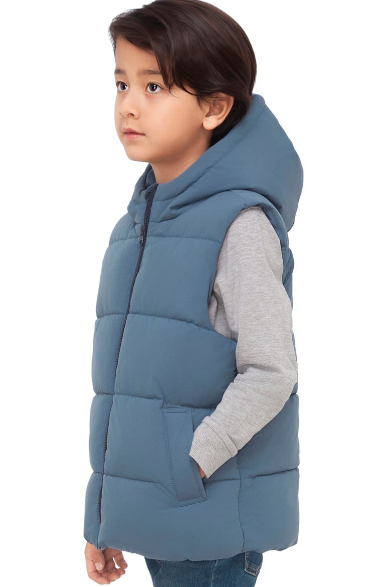 Kids' Everett Hooded Puffer Vest, Alternate, color, Slate blue