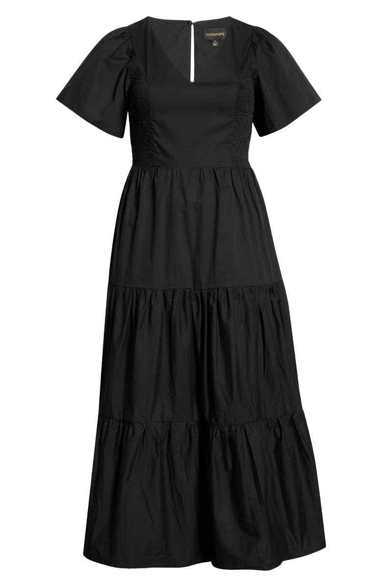 SUGARLIPS Alexis Poplin Tiered Midi Dress, Alternate, color, 