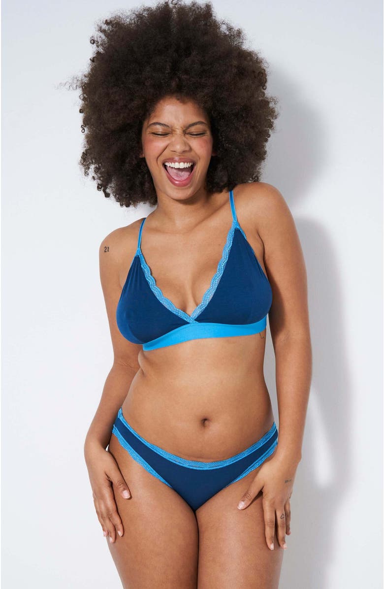 Stripe & Stare Lace Bralette & Orignal Knicker Set, Alternate, color, 