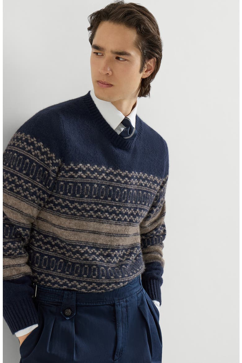 Alpaca, cashmere and wool nordic jacquard sweater, Alternate, color, Chestnut