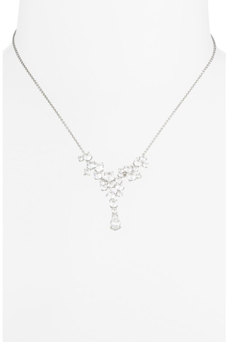 Cubic Zirconia Cascade Necklace, Alternate, color, CLEAR- SILVER