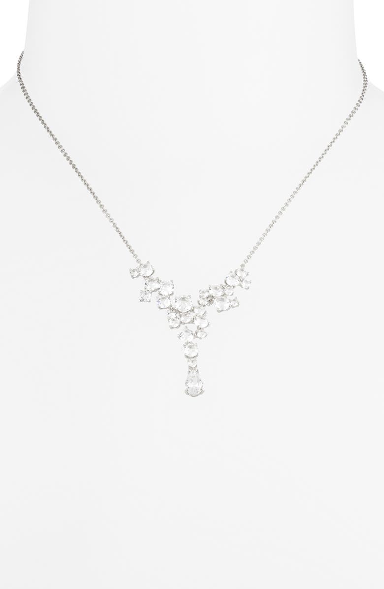 NORDSTROM RACK Cubic Zirconia Cascade Necklace, Alternate, color, Clear- Silver