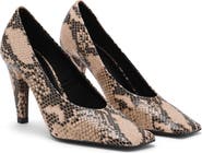 MANGO Print Square Toe Pump