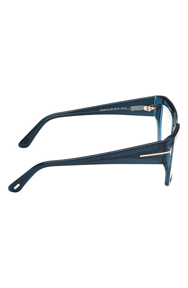 TOM FORD 54mm Square Blue Light Blocking Optical Glasses, Alternate, color, Teal / T Logo / Blue Block
