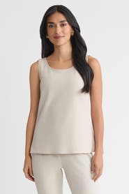 Ming Wang Stretch Deco Crepe Scoop Neck Tank