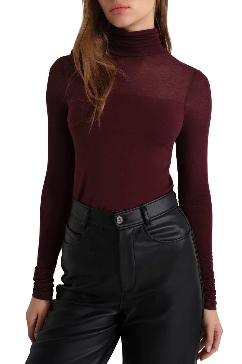 Cara Turtleneck Top, Main, color, BURGUNDY