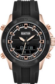 Kenneth Cole Reaction Analog-Digital Silicone Strap Watch, 43mm