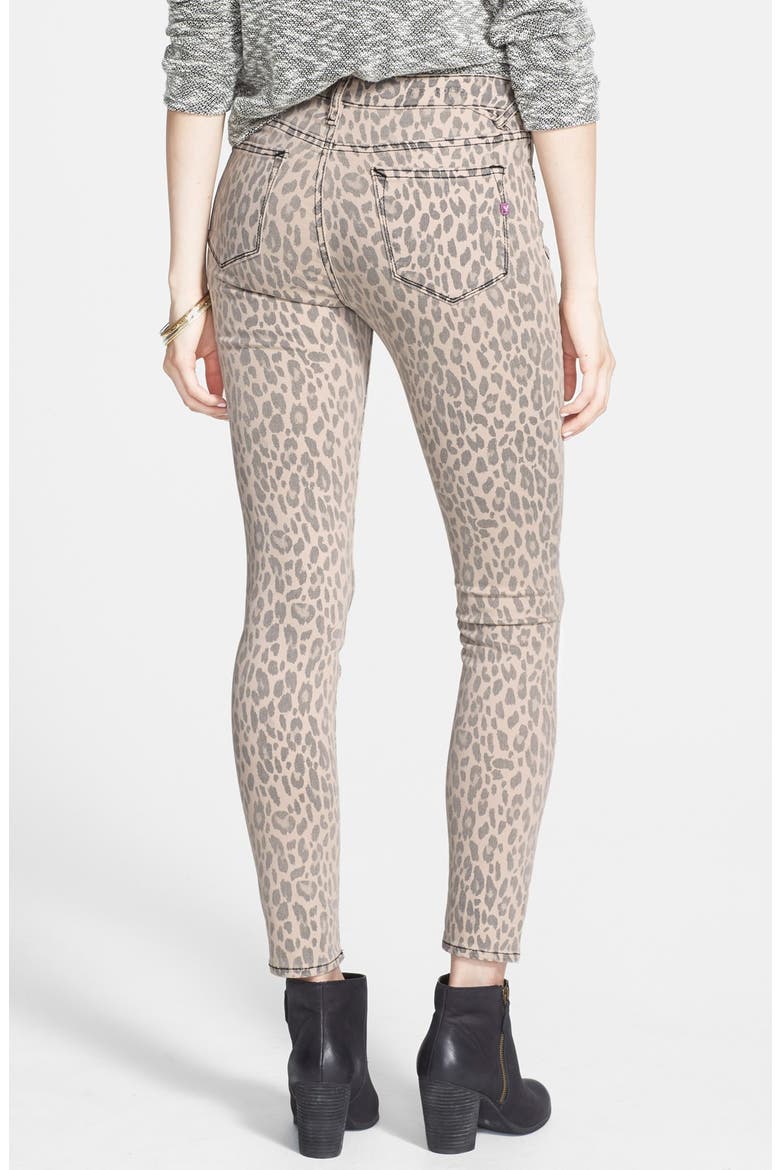 A V Denim Leopard Print Skinny Jeans, Alternate, color, BLUSH