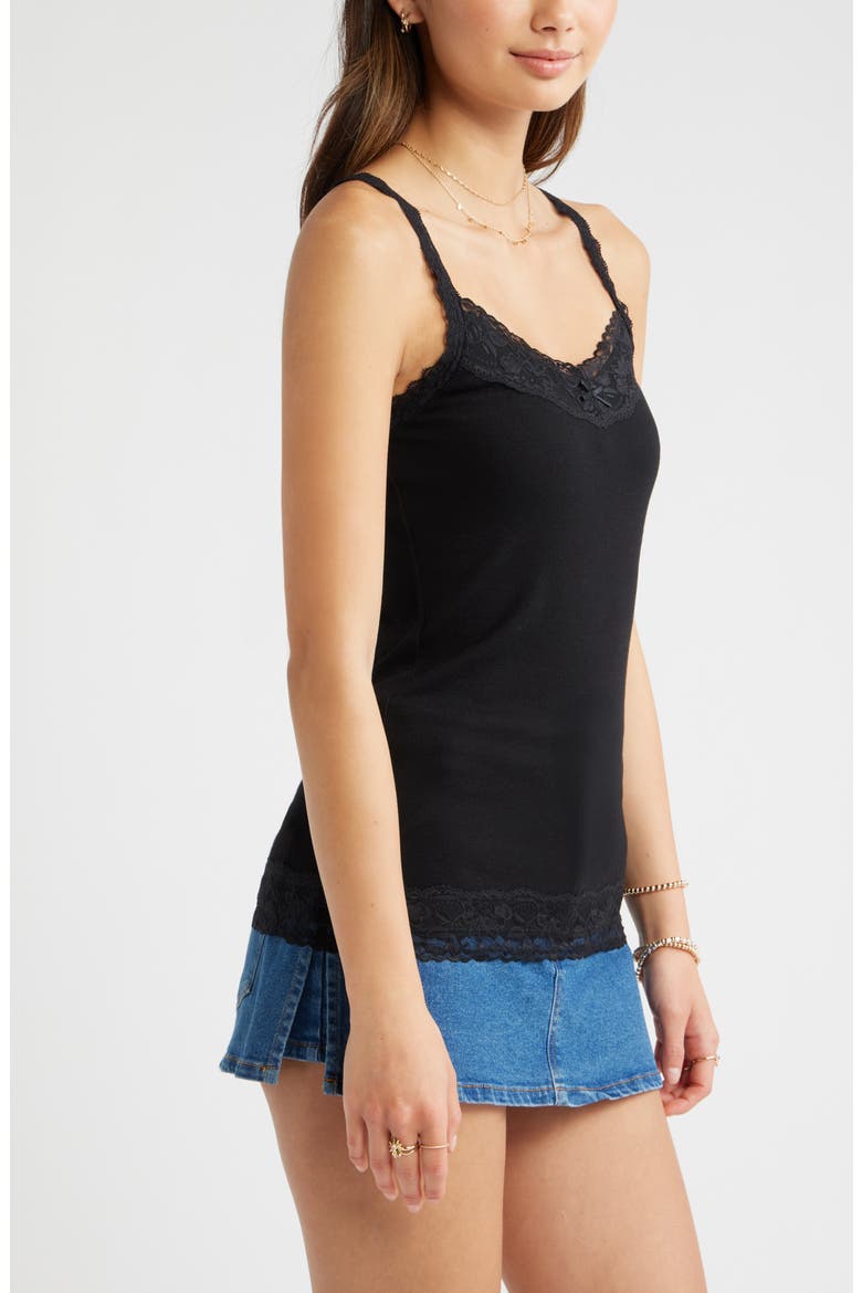 Lace Trim Camisole, Alternate, color, BLACK