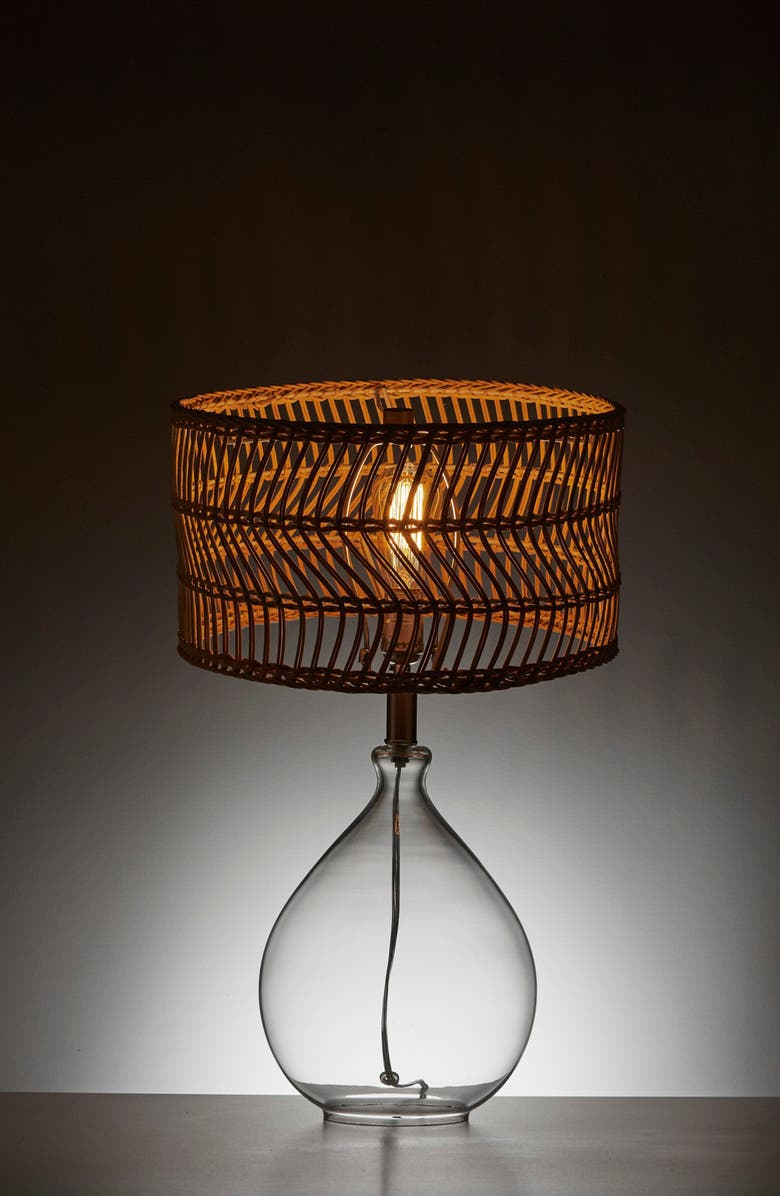 ADESSO LIGHTING Cuba Teardrop Table Lamp, Alternate, color, Clear With Brushed Steel