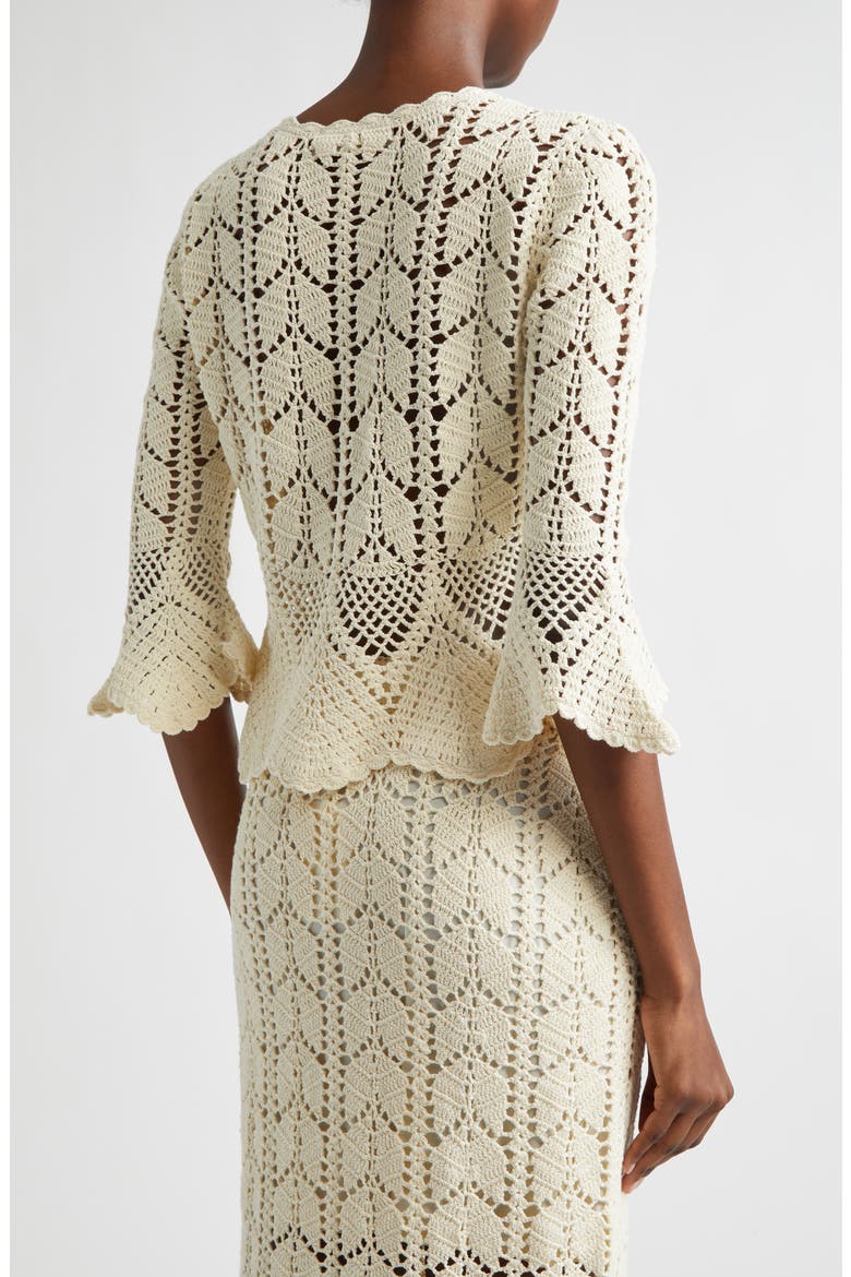 Awaken Button Front Crochet Top, Alternate, color, CREAM