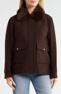 Sam Edelman Faux Fur Collar Relaxed Bomber Jacket