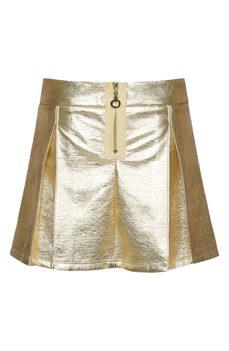 Truly Me Kids' Pleated Faux Leather Skirt, Alternate, color, Gold
