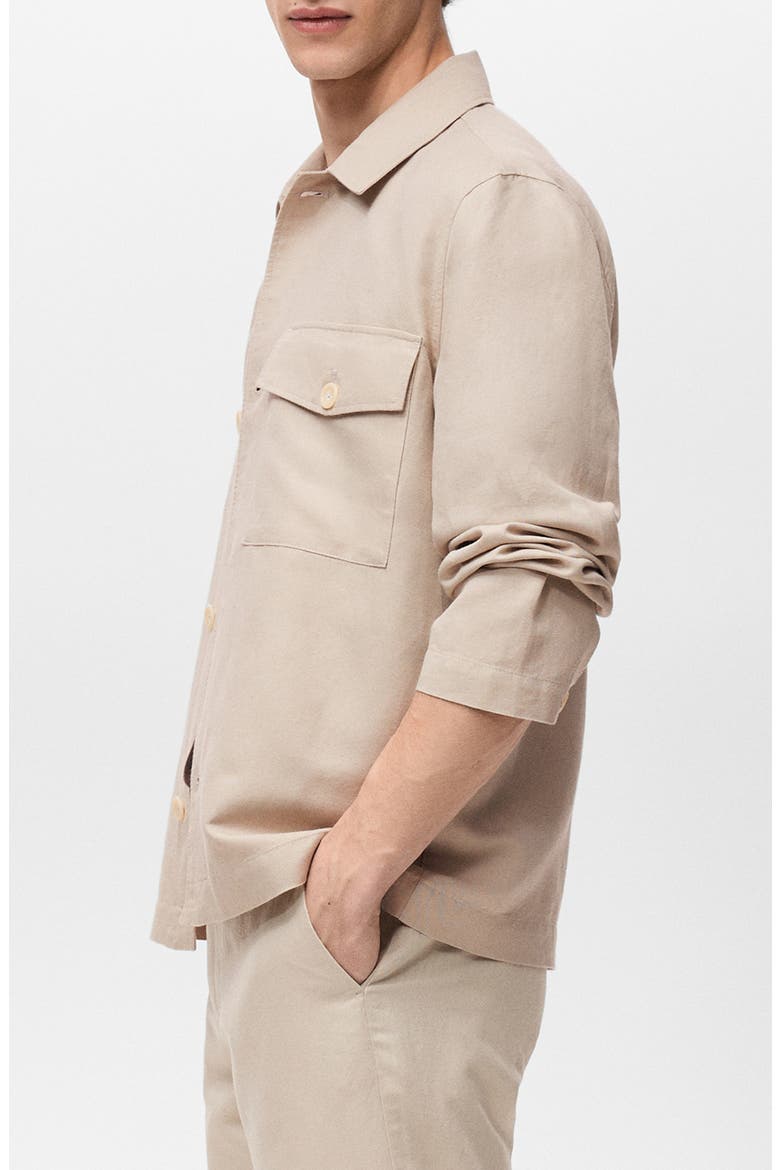 Straight Fit Linen & Cotton Overshirt, Alternate, color, SAND