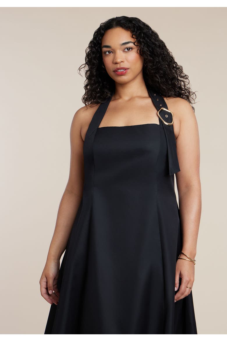 Buckle Neckline Maxi Dress, Alternate, color, BLACK ONYX