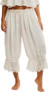 Free People Forever Young Lace Trim Wide Leg Crop Pajama Pants