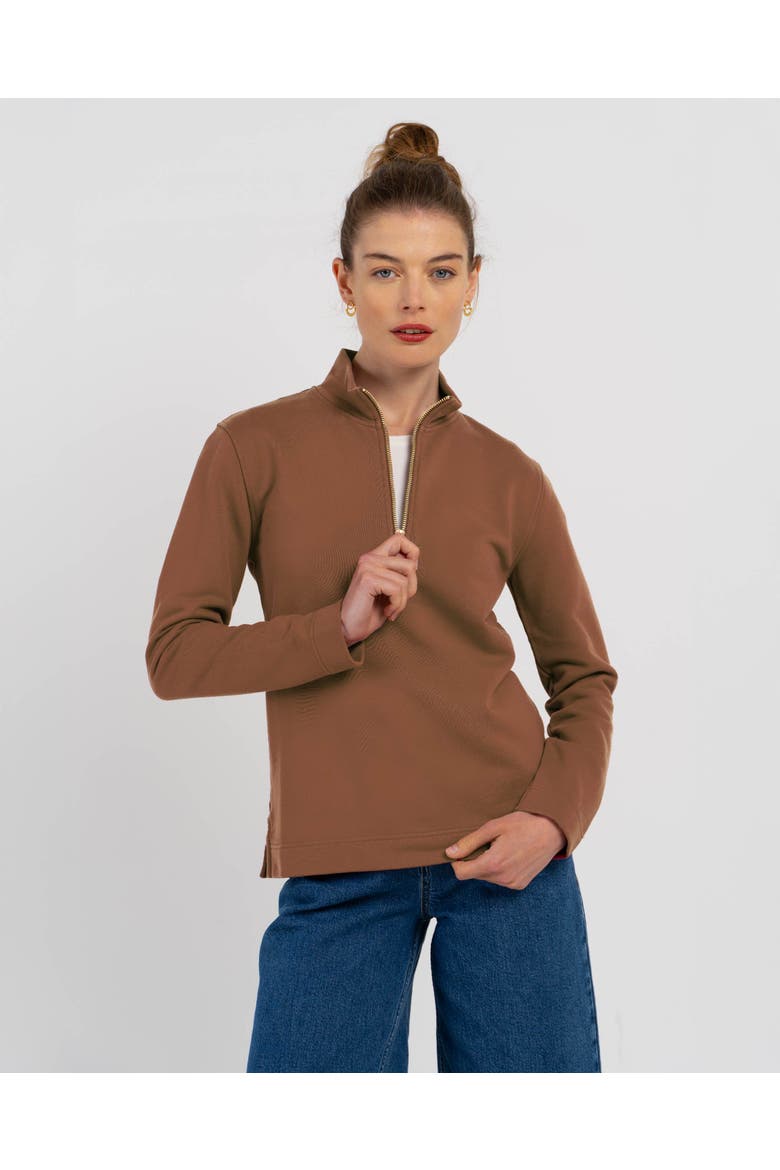 Robyn 1/4 Zip Sweatshirt, Main, color, Light Chocolate