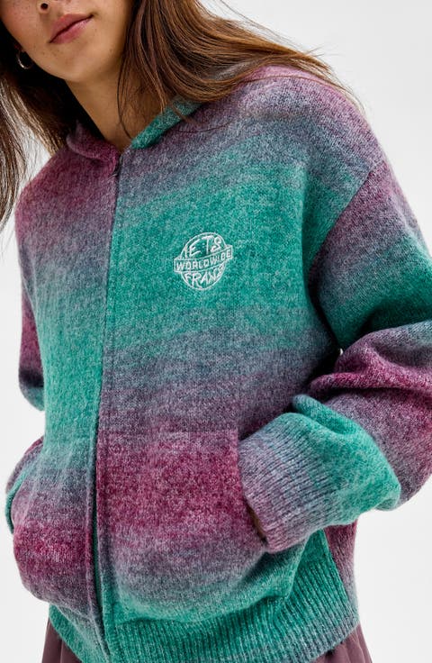 Spacedye Stripe Zip Cardigan