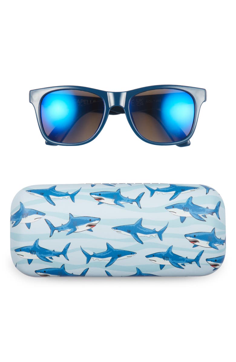 Capelli New York Kids' Square Sunglasses & Shark Print Case Set, Main, color, 