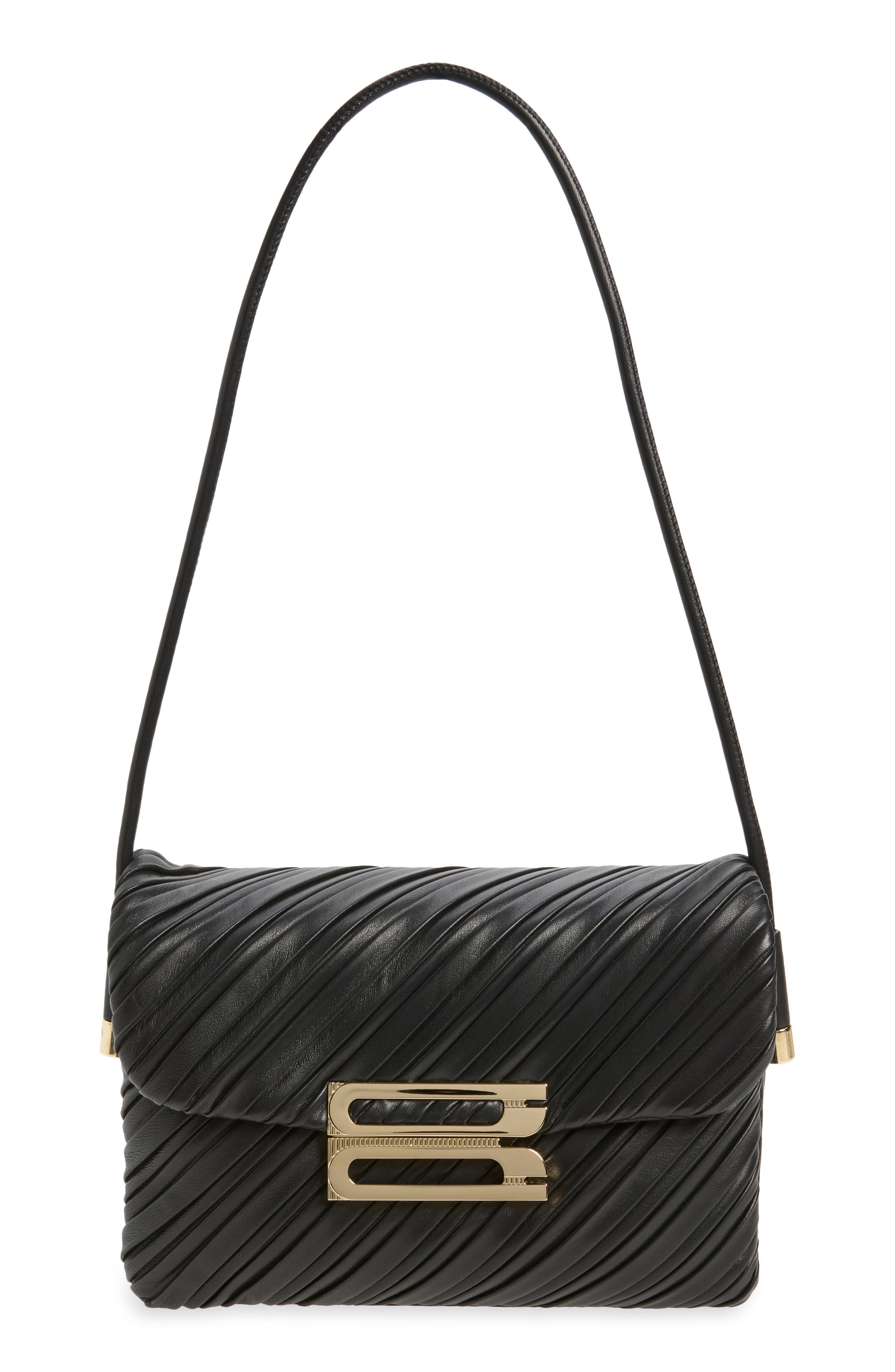 Dorian Leather Clutch, Main, color, BLACK