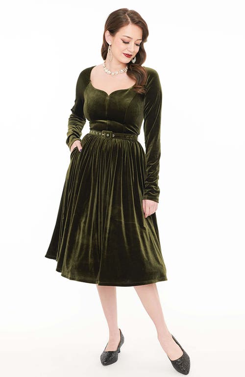 UNIQUE VINTAGE UNIQUE VINTAGE LONG SLEEVE SWEETHEART VELVET SWING DRESS