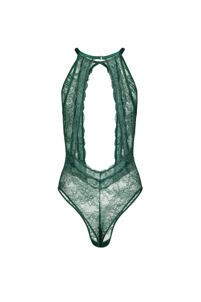 Mayella Bodysuit Lingerie, Alternate, color, Dark green