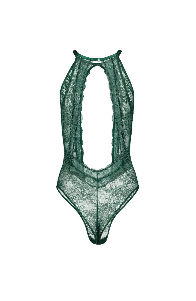 Adore Me Mayella Bodysuit Lingerie, Alternate, color, Dark Green