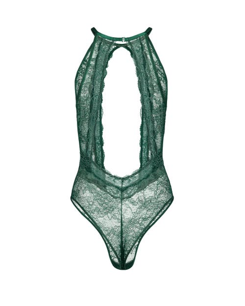 Shop Adore Me Mayella Bodysuit Lingerie In Dark Green
