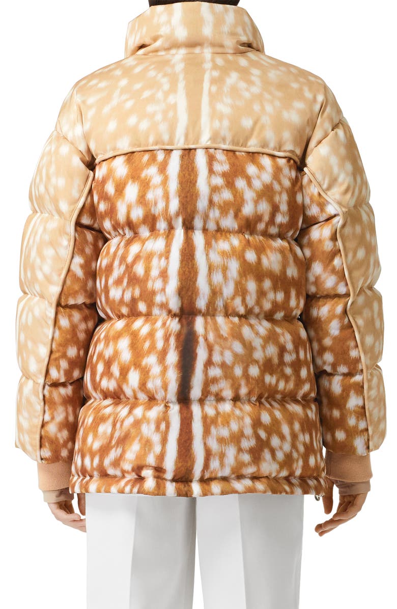 Burberry Bicolor Deer Print Down Puffer Jacket, Alternate, color, 