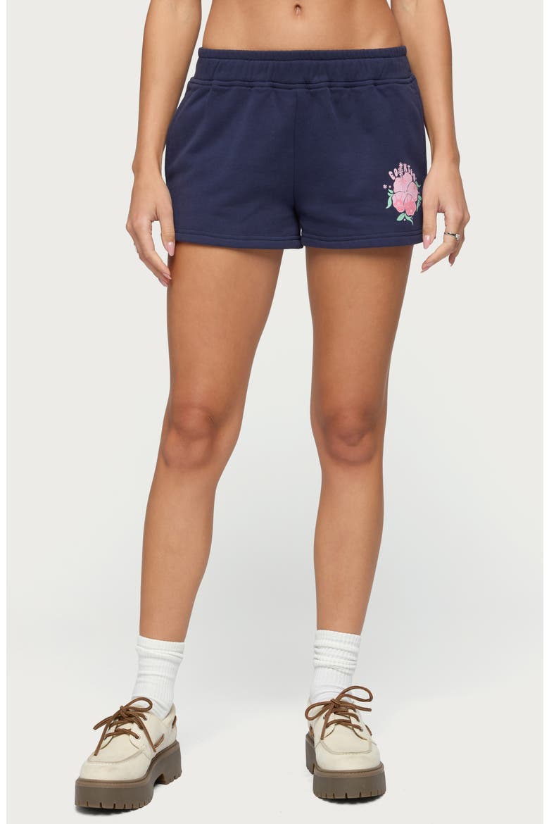 Beach Bloom Sweat Shorts, Main, color, NAVY