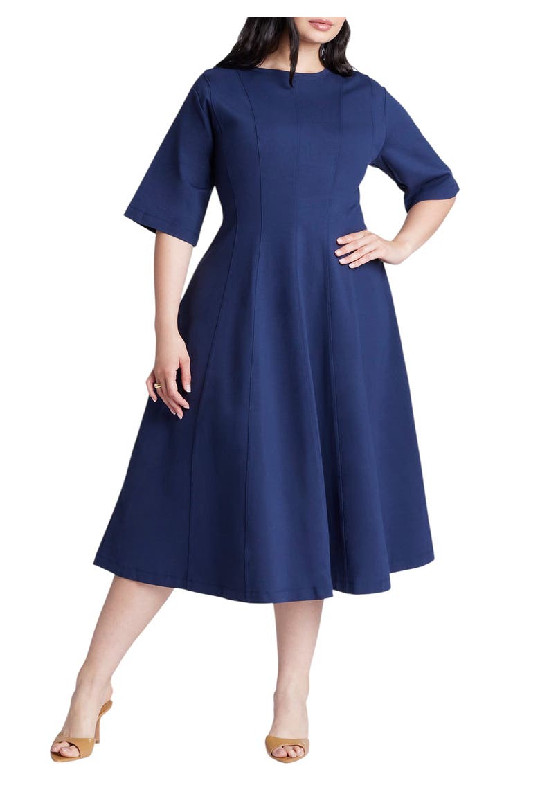 Seam Detail Ponte Work Dress, Main, color, RICH NAVY