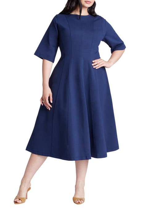 Seam Detail Ponte Workwear Midi Dress (Plus)